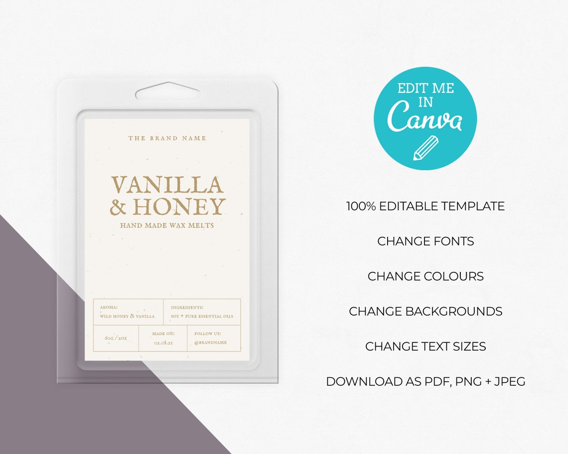 Traditional Wax Melts Label Template / Editable Wax Melts | Etsy