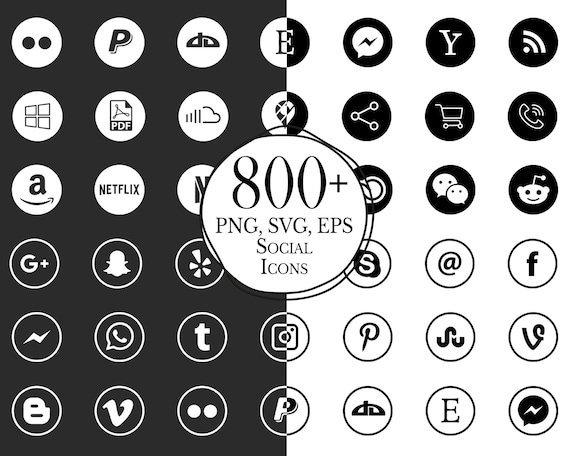 800 Social Media Icons Png Eps Svg Ai Website Etsy