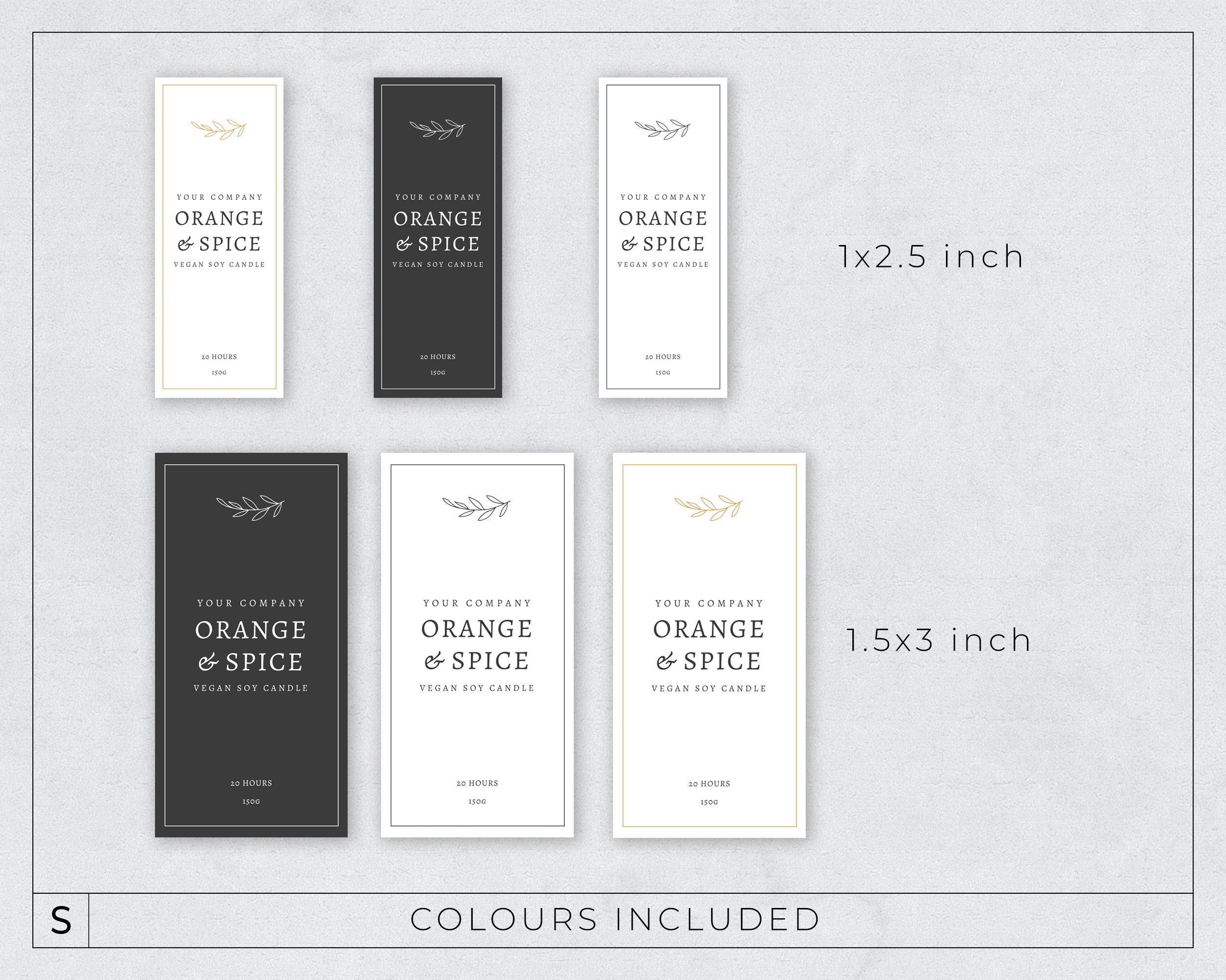 Elegant Thin Candle Label Template / Black & White Editable Etsy