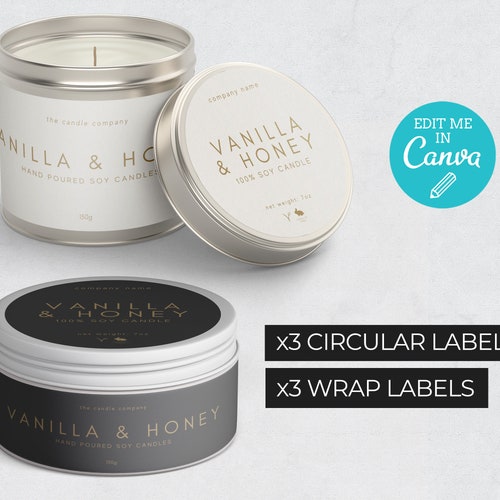Minimalist Candle Tin Label Template / Minimalist Gold Wrap Etsy