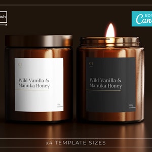 Elegant Candle Label Template /  Editable Candle Labels / Printable Label Template / Modern Gold Candle Label / BAYER