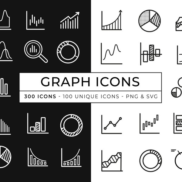 Graph Icon Pack / 300 Infografik Icons / Graphen & Daten Icons / Graphen Icon Pack / Date Chart Icons / Data Analysis / Business Icons / SVG