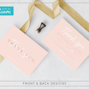 Pink Thank You Card Template Canva / Editable Thankyou Card Template / Printable Thanks Insert Design / Thank You template