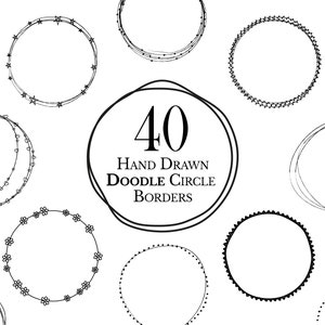 40 Doodle Bordüren Kreise / Handgezeichnete Kränze / Doodle Kränze