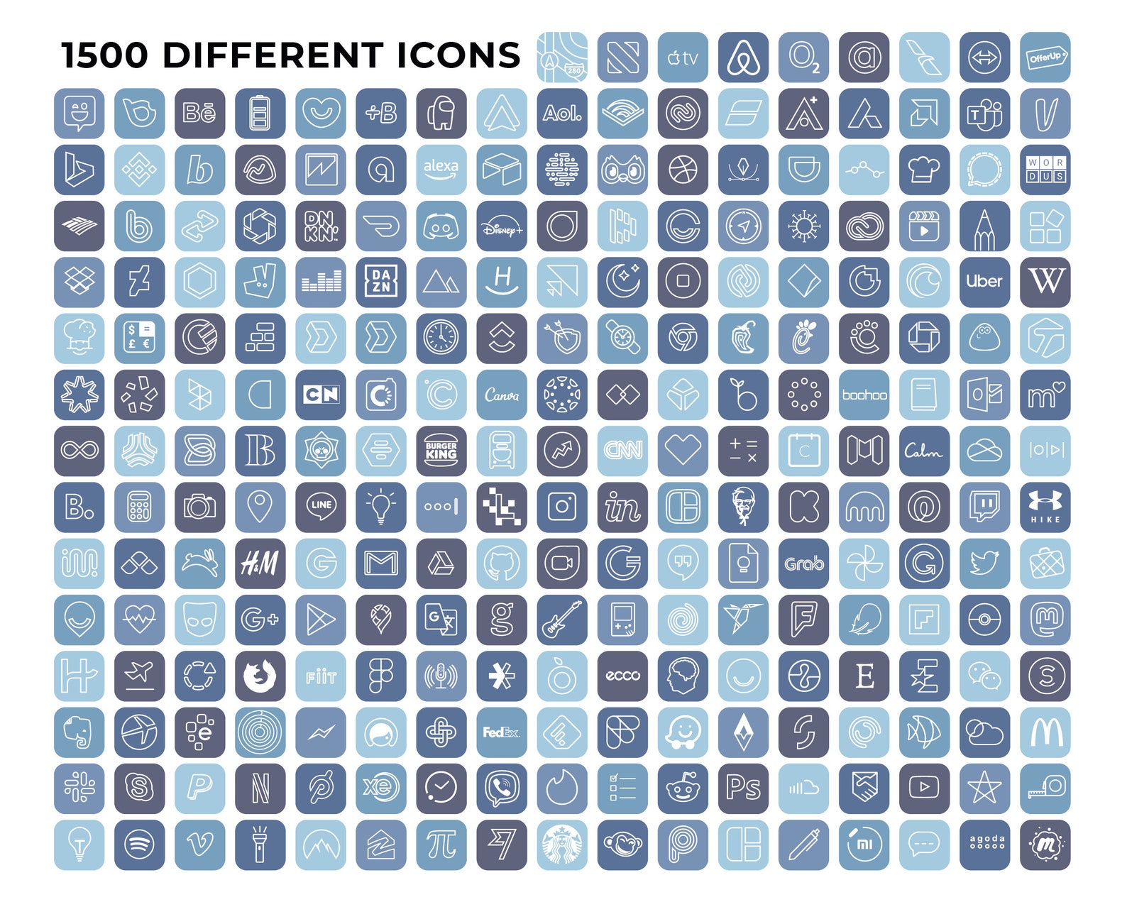 7500 Storm Blue Aesthetic Ios 14 App Icons / Minimalist Blue Etsy UK