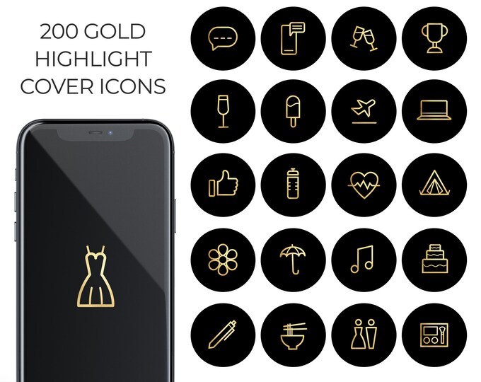 Gold Instagram Highlight Icons / Instagram Story Covers / Gold Etsy