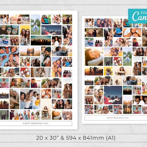 Editable Photo Collage Template / Editable Photo Grid / Photograph Collage / Photograph Poster / Editable Collage / Printable Photo Grid