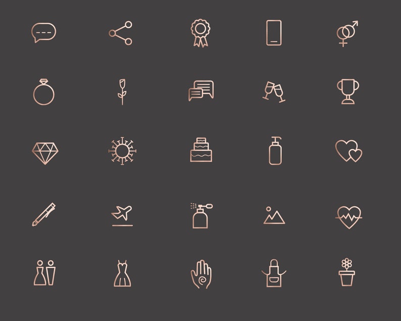 800 Rose Gold Icons // Rose Gold Foil // Website Icons // Rose - Etsy