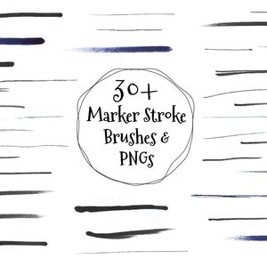 30 Marker Pen Stroke Brushes / Photoshop Brush File / PNG Pen stroke brush  / Hand Drawn Strokes / Marker Pen Brushes / Brush Clipart / ABR