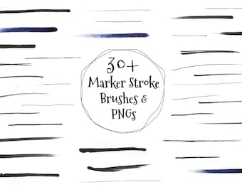 30 Marker Pen Stroke Brushes / Photoshop Brush File / PNG Pen stroke brush  / Hand Drawn Strokes / Marker Pen Brushes / Brush Clipart / ABR