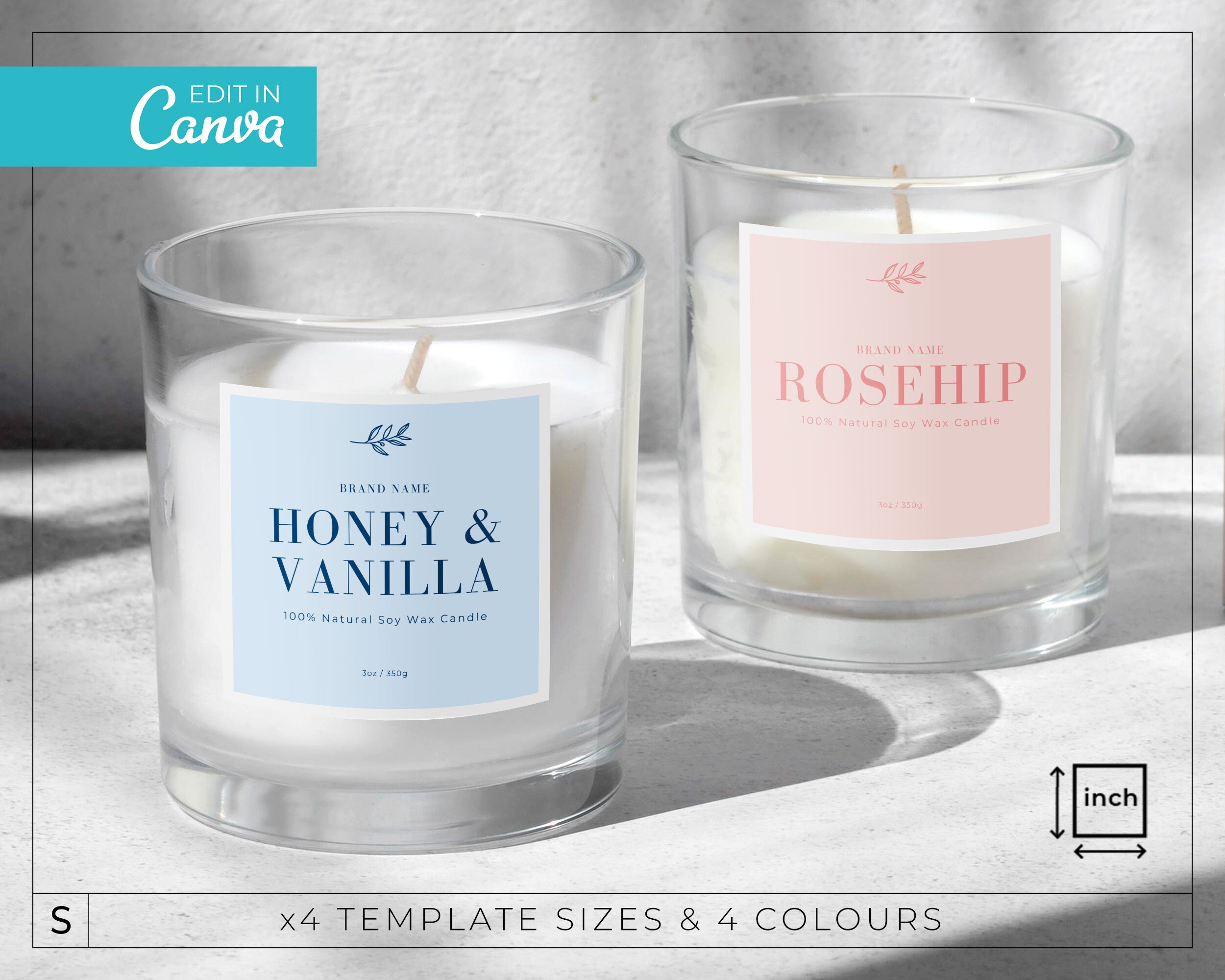 Elegant Candle Label Template / Editable Candle Labels