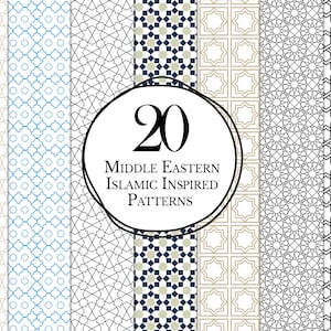 20 islamische digitale Download-Muster / nahtlose Nahosten inspiriert Muster / geometrische arabische gemusterte Tapete / arabisch nahtlos