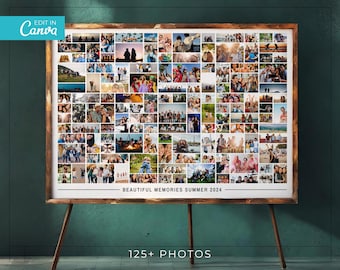 125種類の編集可能な写真コラージュテンプレート / 横長写真グリッド / 風景写真コラージュ / 写真ポスター / 編集可能なコラージュ /