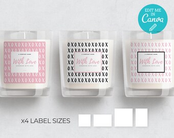 Pink & Black Candle Label Template /  Pink Black Editable Candle Labels / Valentines Label / Printable Candle Label / Pink Candle Labels