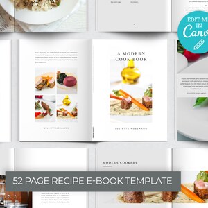 Minimalist Recipe E-Book Template / Editable Modern Magazine Template / Cookery Book / Recipe Magazine / Modern E Book Instant Download