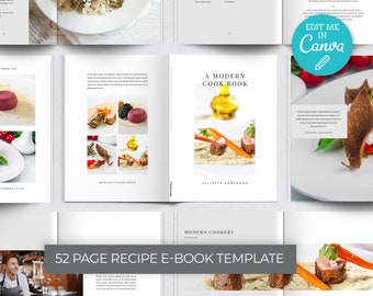 Minimalist Recipe E-Book Template / Editable Modern Magazine Template / Cookery Book / Recipe Magazine / Modern E Book Instant Download