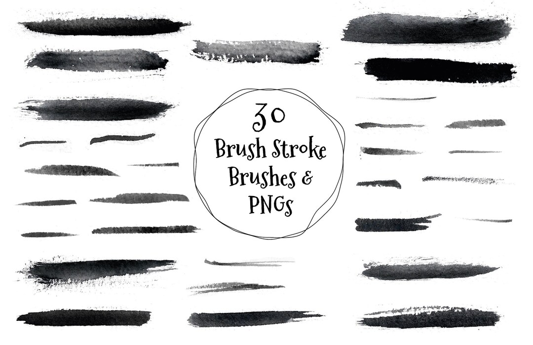 30 Brush Stroke Brushes // Photoshop Brushes // PNG Brush Mark // Brush ...