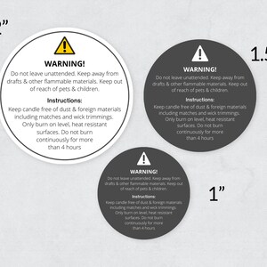 Candle Warning Labels / Editable Circular Labels / Labels for bottom of candles / Circular Product Labels / Candle Labels / Info Labels image 2