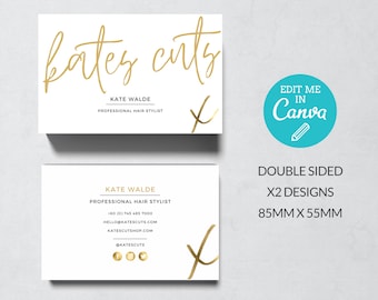 Gold Business Card Template / Editable Double sided Business Card Template / Printable Contact Card Design / Business Stationary Template