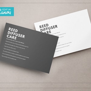 Modern Reed Diffuser Care Card Template / Editable Diffuser Instructions Template / Printable Care Card Insert / Reed Instructions / MAGNA
