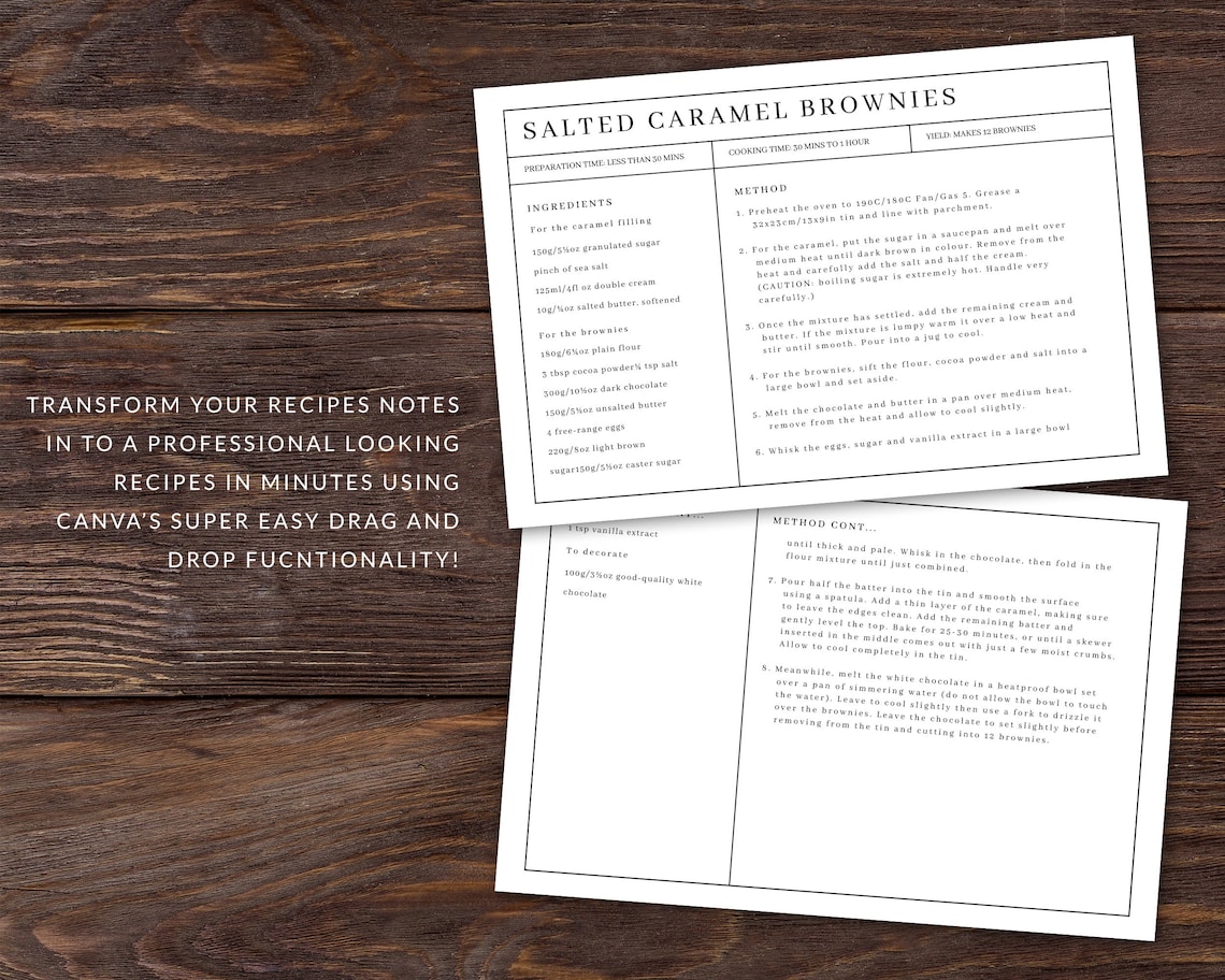 Traditional Recipe Card Template / Editable Recipe Cards Template ...