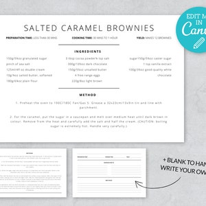 Minimalist Recipe Card Template / 6x4 Recipe Cards Printable / Editable Blank Recipe Card / Personalised Recipe Page A4 / Recipe Binder