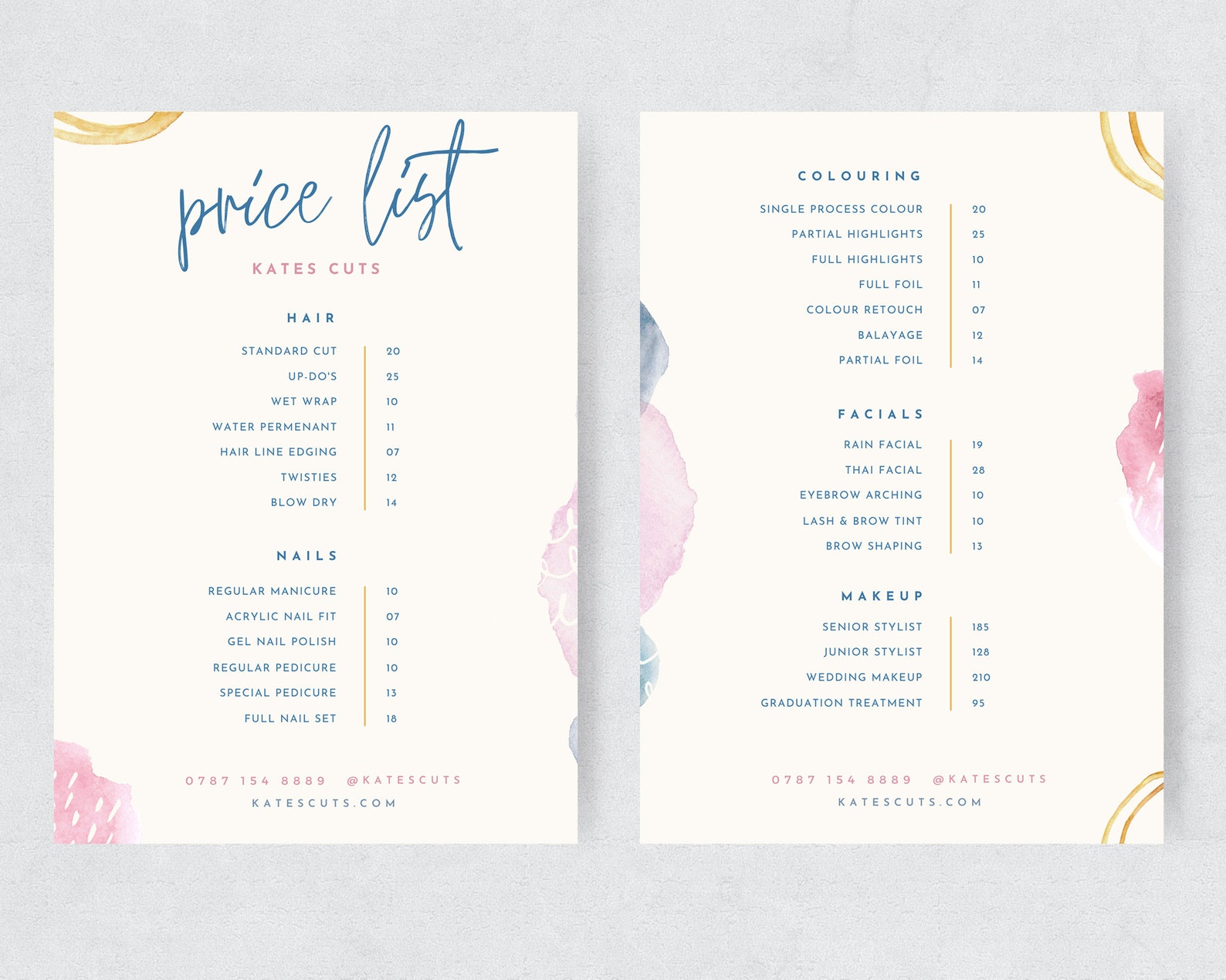Modern Price List Template / Abstract Price List Menu / Etsy