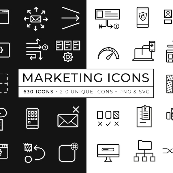 Marketing Icon Pack / 630 Digital Marketing Icons / UX Icons  / Digital Design Icon  / Modern E-commerce Icons / Programming Icon Set