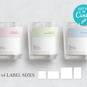 Minimalist Candle Label Template / Editable Candle Labels / Modern Label / Pastel Candle Label / Pre made Candle Label Template/ AYO