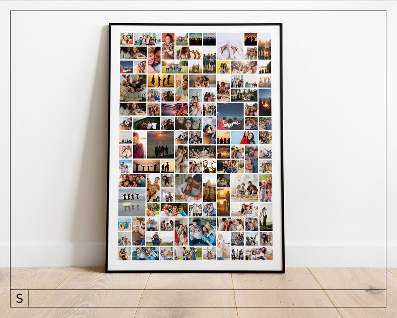 K&ouml;nnte beinhalten: Ein schwarzer gerahmter Foto-Collage mit verschiedenen Bildern von Menschen in verschiedenen Umgebungen. Die Collage besteht aus vielen kleinen Quadraten, die jeweils ein anderes Foto enthalten. Die Fotos sind alle in Farbe und zeigen Menschen, die l&auml;cheln, lachen und die Gesellschaft des anderen genie&szlig;en.