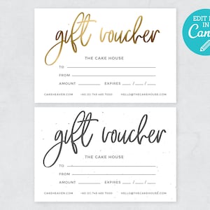 Modèle de bon-cadeau or / Modèle de certificat-cadeau modifiable / Cartes-cadeaux imprimables / Bon de magasin / Modèles de bons-cadeaux personnalisables