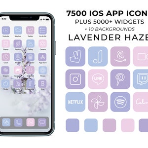 Lavender 7500 iOS 14 App Icons / Purple Aesthetic App Icons / Pastel iOS14 Icons / Lavender iOS Icon App Pack / Natural iOS Widgets