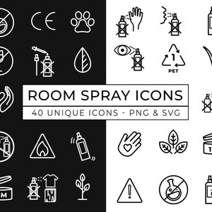 Room Spray Icons / Room Fragrance Care Icons / Parfum Waarschuwing Icons / Room Scent / Room Mist Icons / Safety Icon set / Handgemaakte Icons