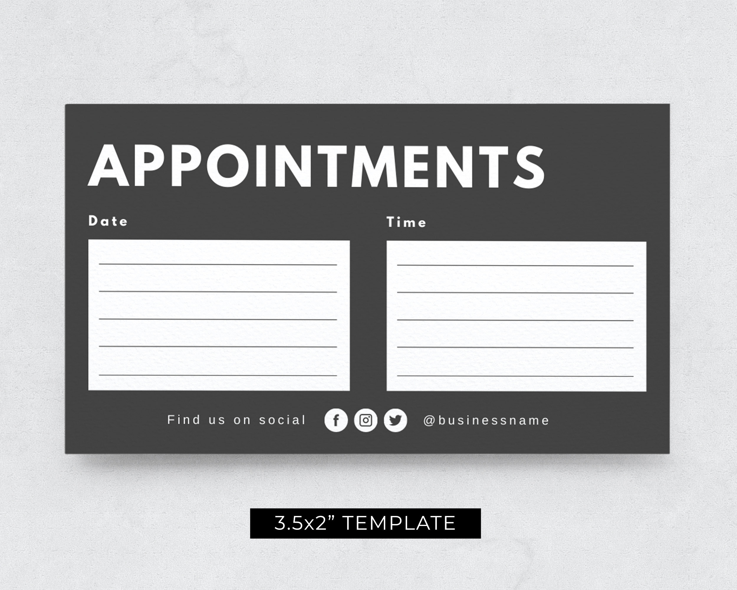 Big & Bold Appointment Card Template / Editable Appointment Card ...