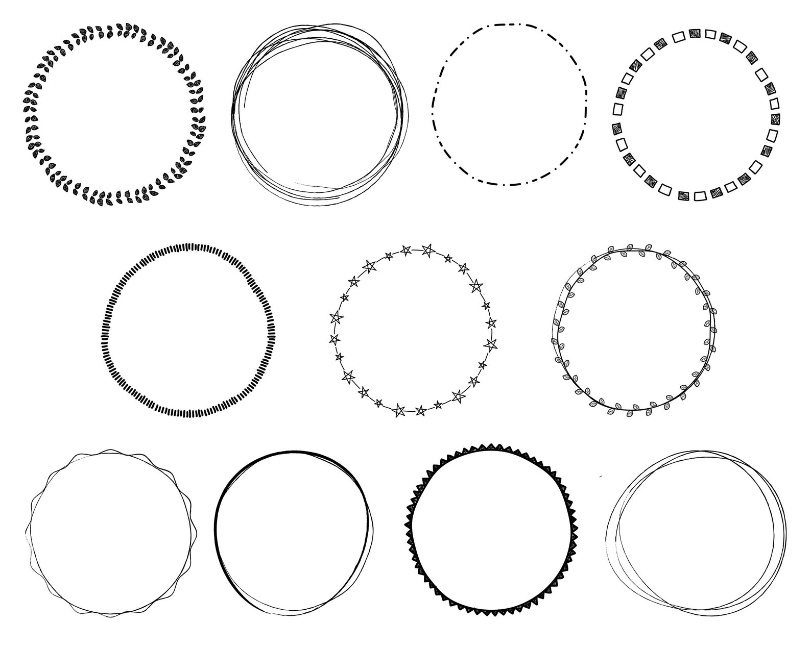 40 Doodle Borders Circles // Hand Drawn Wreaths // Doodle Wreaths ...