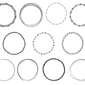 40 Doodle Borders Circles // Hand Drawn Wreaths // Doodle Wreaths ...