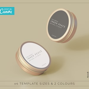 Lip Balm Tin Labels / Minimalist Wrap Around Cosmetic Label template / Small Container Label / Lip Salve / Beauty Product Labels / NOVA