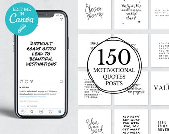 150 Editable Positive Instagram Post Quotes / Inspirational Quotes Instagram Stories / Social Media Motivation Quotes / Self Care Quotes