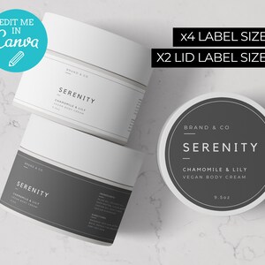 Minimalist Wrap Around Label template / Editable product label template / Minimalist Cosmetic Label / Beauty Product Labels / SEREN