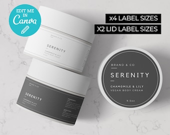 Minimalist Wrap Around Label template / Editable product label template / Minimalist Cosmetic Label / Beauty Product Labels / SEREN