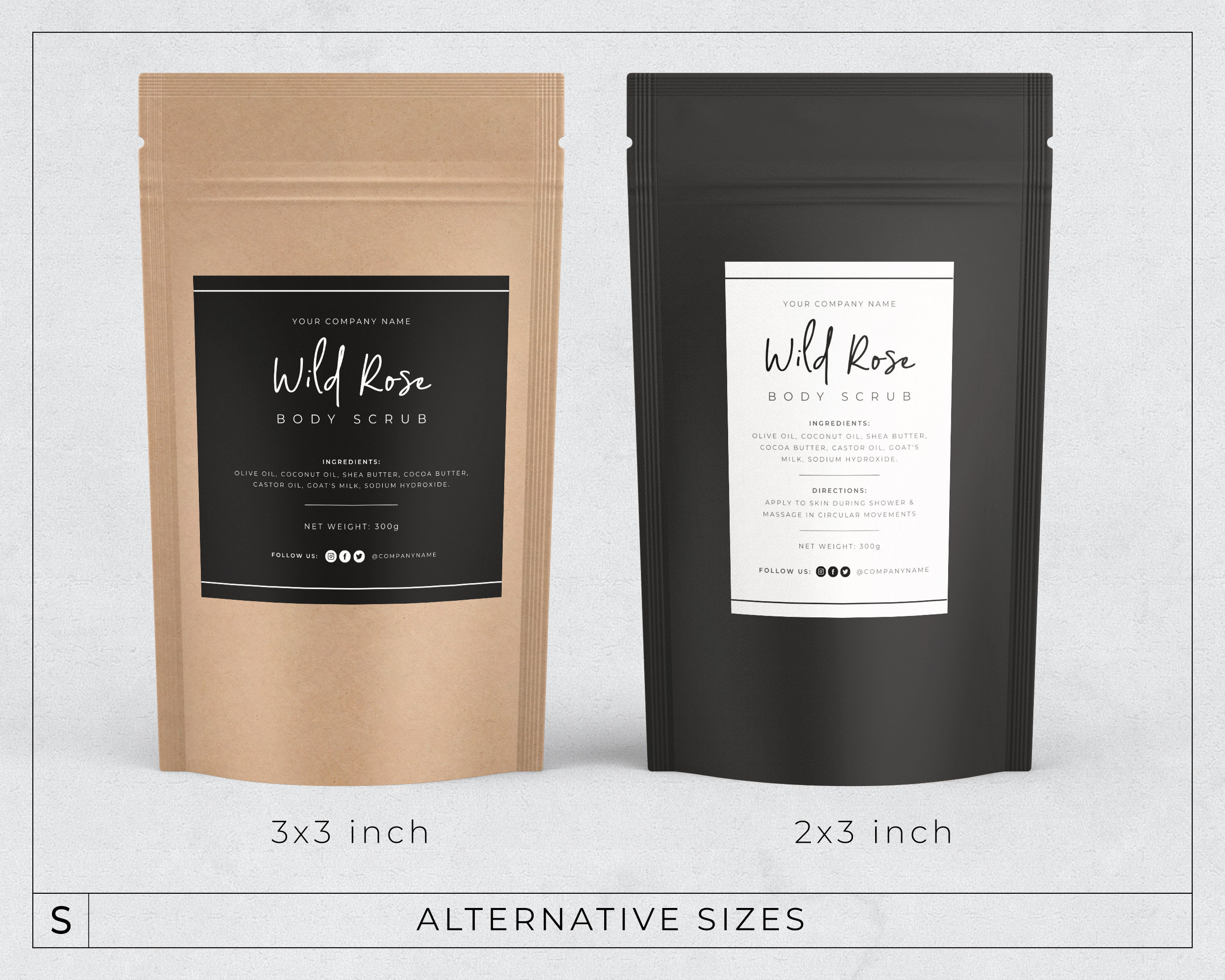 Black & White Pouch Label Template / Beauty Product Label 