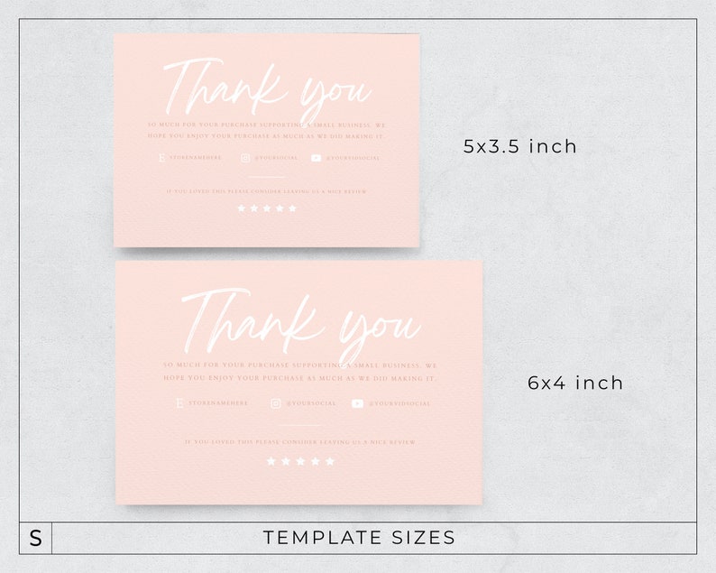 Pink Thank You Card Template Canva / Editable Thankyou Card Template ...