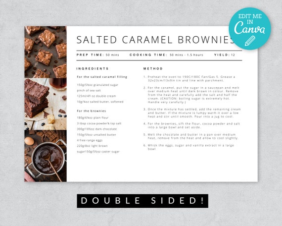 Recipe Card Template with photos / 6x4 Recipe Cards Printable / Editable Recipe Card /Photo Recipe Card / Personalised Recipe Template