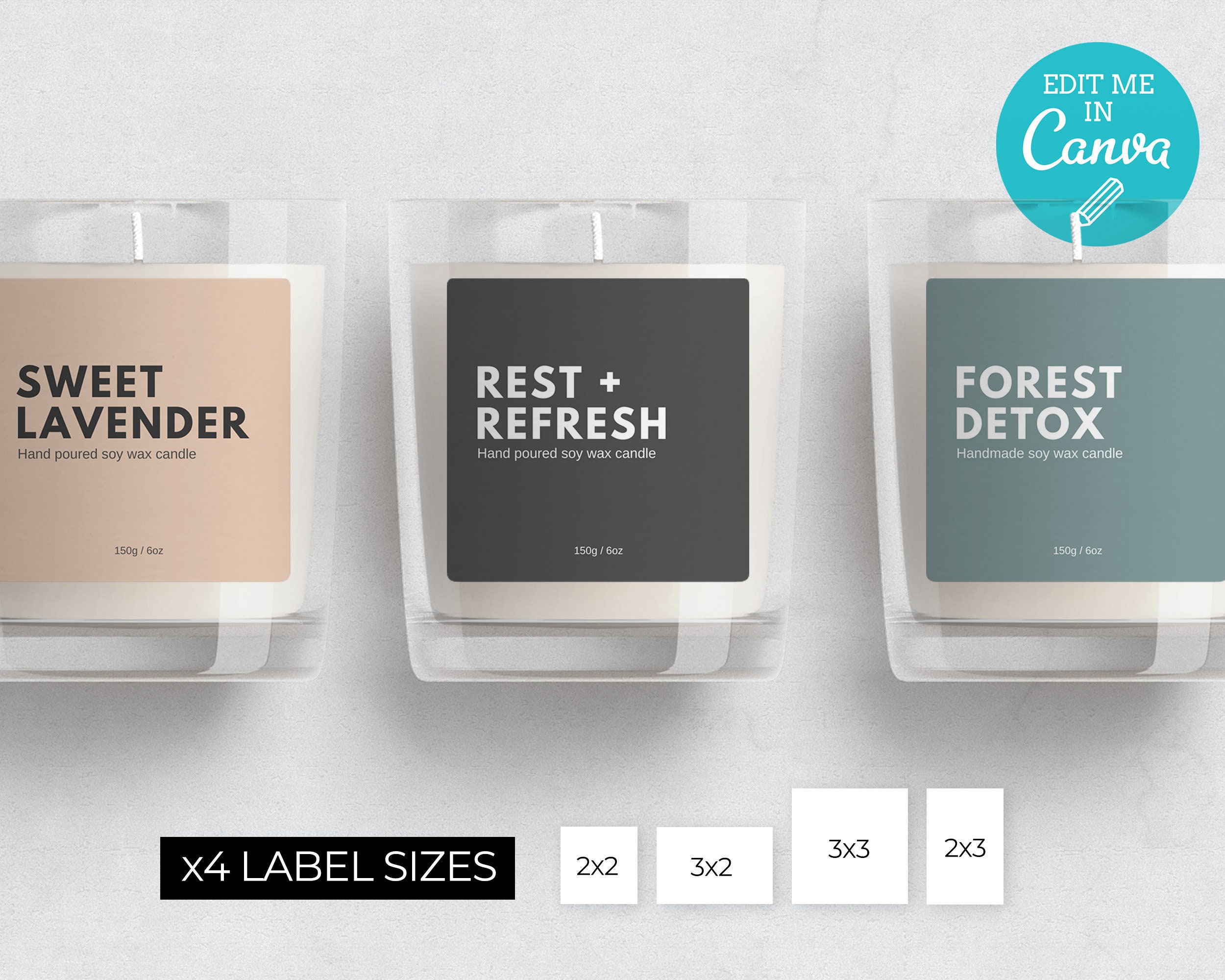 Big & Bold Editable Candle Label Template / Minimalist Candle ...