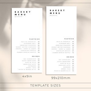 Plantilla de menú minimalista 4x9 / Plantilla de lista de precios DL minimalista / Plantilla de menú delgado / Menú de salón de belleza / Lista de precios de rack imprimible / OSLO imagen 4