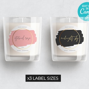 Minimalist Gold Circular Label Template / Circular Labels / Editable Candle Labels / Minimalist Product Label / Gold Candle Label Template /
