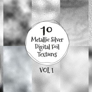 10 Silver Metallic Digital Paper Textures // Silver Foil Metal Texture // Metal Digital Papers // Scrapbooking Textures