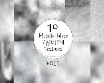 10 Silver Metallic Digital Paper Textures // Silver Foil Metal Texture // Metal Digital Papers // Scrapbooking Textures