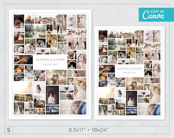 Wedding Photo Collage Template / Editable Photo Grid / Wedding Photography Collage / Editable Wedding Collage / Printable Image Grid