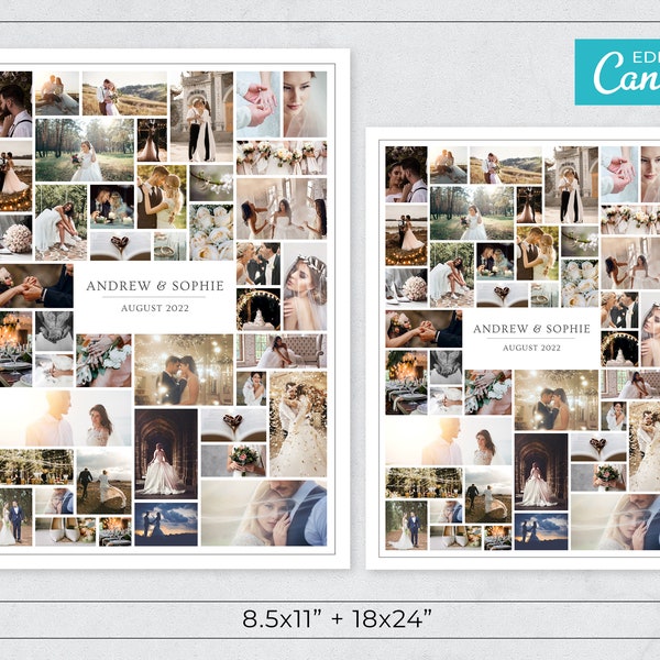 Wedding Photo Collage Template / Editable Photo Grid / Wedding Photography Collage / Editable Wedding Collage / Printable Image Grid